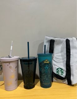 Starbucks Tumblers + bag