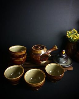 Stoneware Dripped Glazed Tea Set