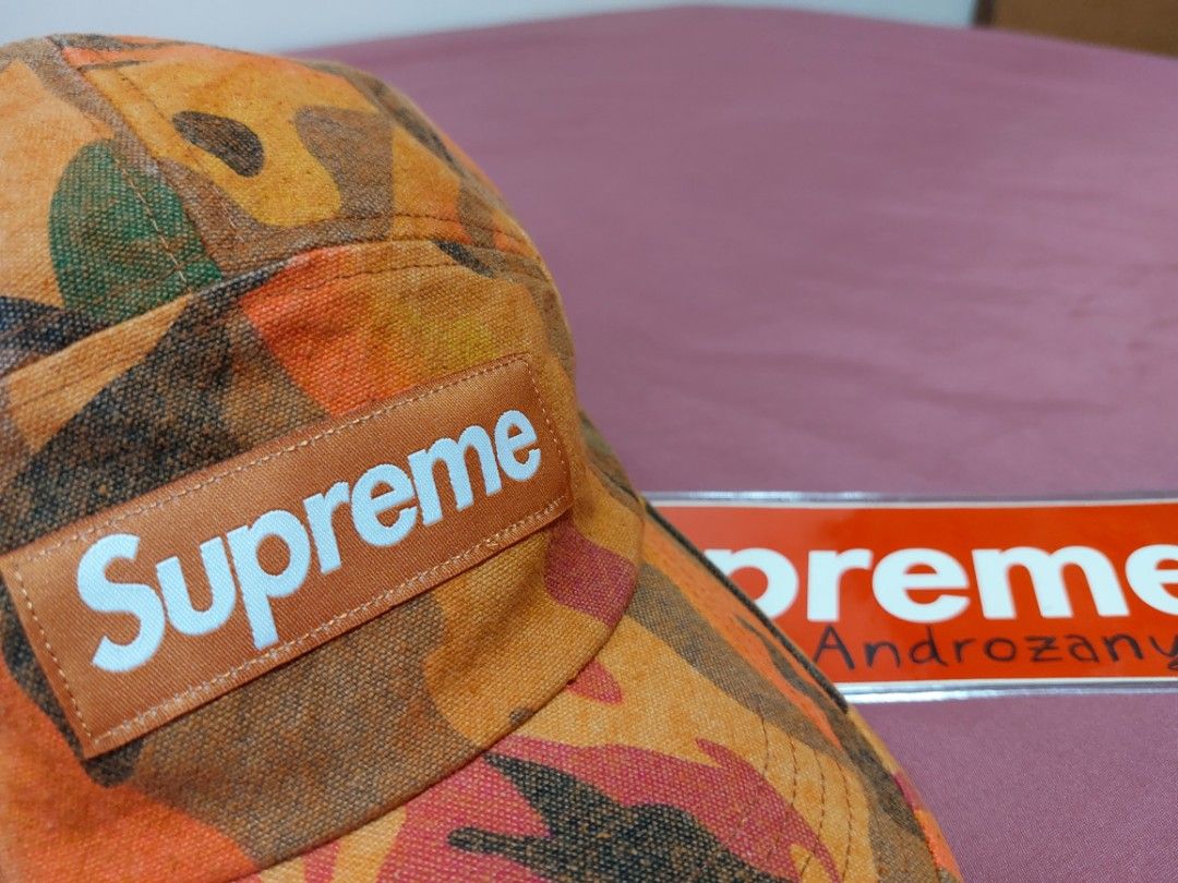 Supreme Washed 厳つ Canvas Boonie Orange Camo
