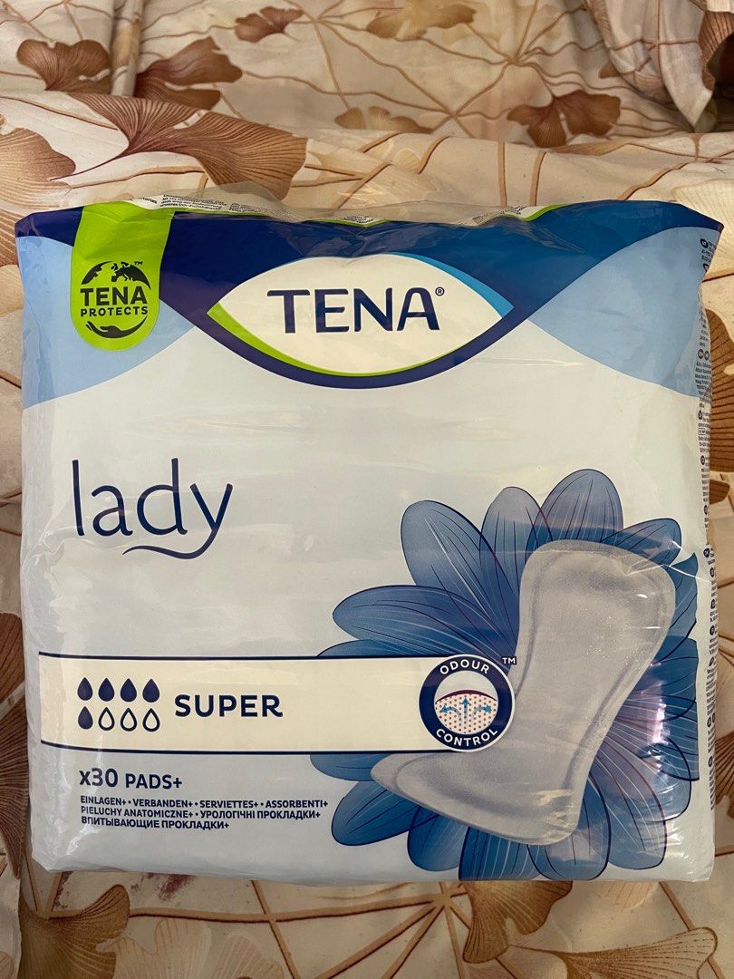 Tena Super Pads (Category: Braces, Support & Protection) located in Singapore. Submitted by olivezzz (Listing ID 1305573594, Image 1). Description: Tena Super Pads 43 cm x 30 Pcs/Pkt X 6 Pkts Self Collect @ Tampines Ave 4 1 Pkt opened & has 29 Pcs The rest, 5 Pkts is untouched..