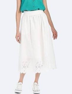 Uniqlo white lawn eyelet skirt