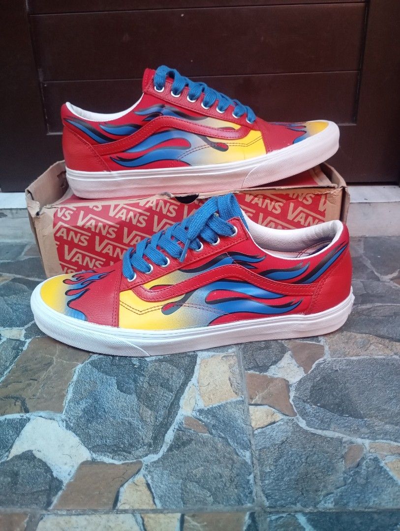 Vans Old Skool Racer Red True Blue Size 46 Fesyen Pria Sepatu Sneakers di Carousell