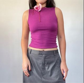 Velour Boat Neck top in Orchid
