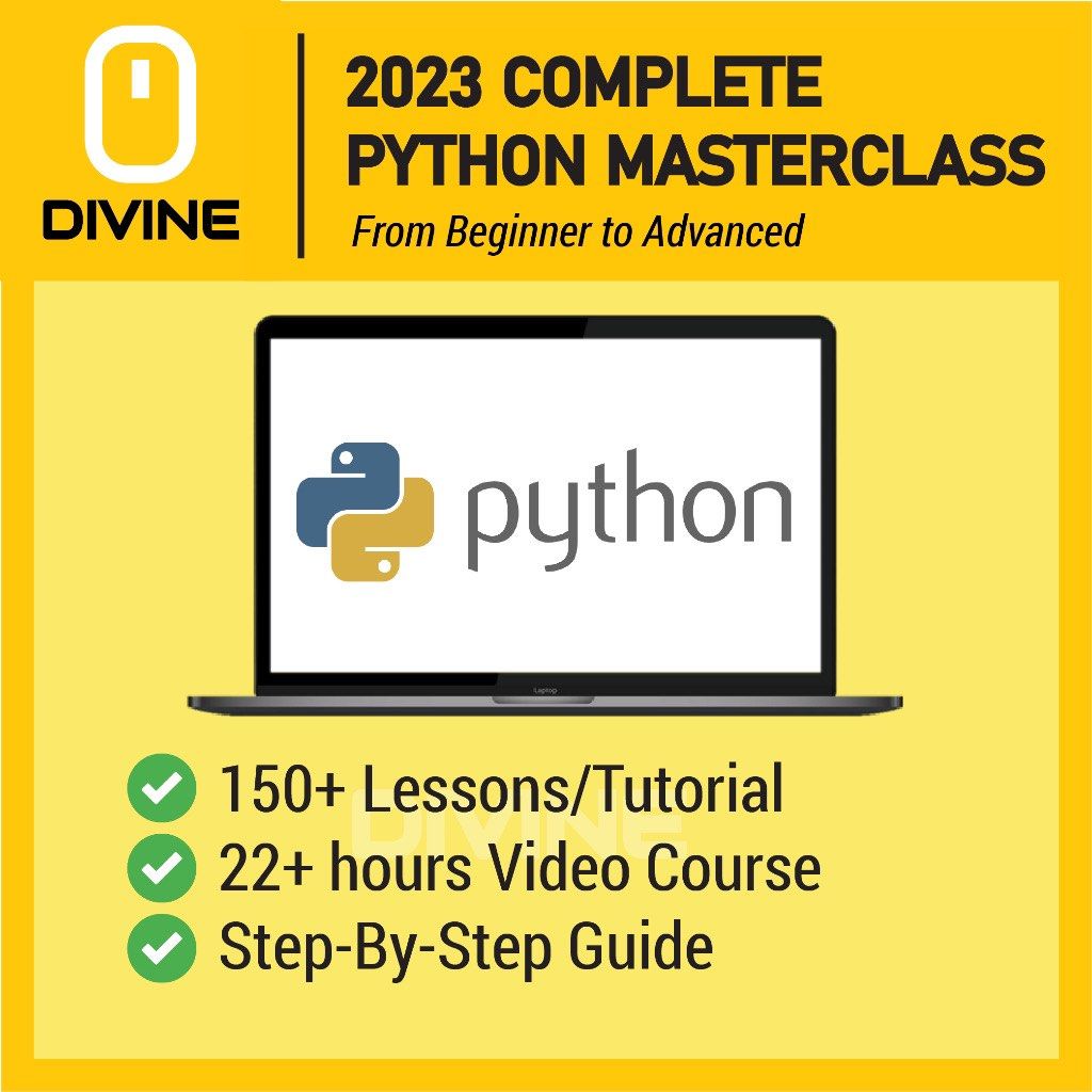 [Video Course] 2023 Complete Python Masterclass Python Tutorial Python Class Programming (Category: Software) located in Singapore. Submitted by software_tech888 (Listing ID 1305637874, Image 1). Description: This is a Video Course for 2023 Complete Python Masterclass - From Beginner to Advanced Level This Video Course Included of: ✔️150+ Lessons Video Course ✔️22+ hours Video Course ✔️Step-By-Step Guide Skill Level: Beginner to Advanced Language