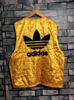 Vintage 90's vest Adidas Reversible Black and Yellow unisex