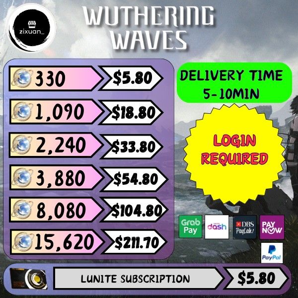 Wuthering Waves Topup, Video Gaming, Gaming Accessories, InGame Products on Carousell