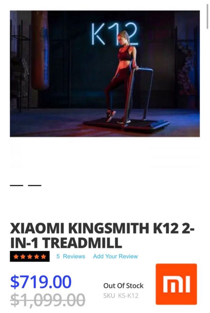 XIAOMI KINGSMITH K12 2 IN 1 TREADMILL