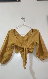 Yellow mustard crop top cover up