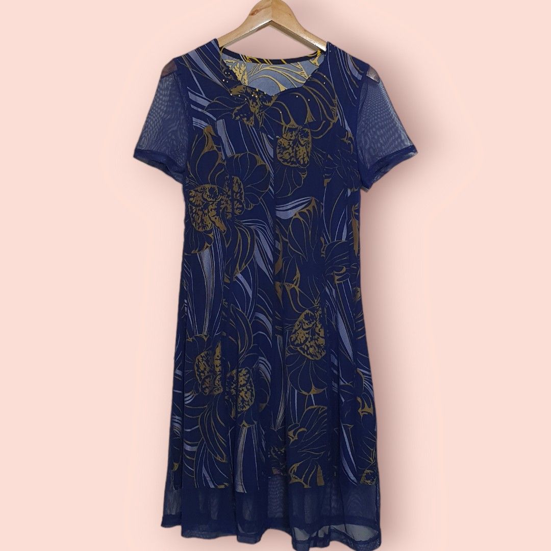 210E Blue Prints Church Dress, Women's Fashion, Dresses & Sets, Dresses on  Carousell