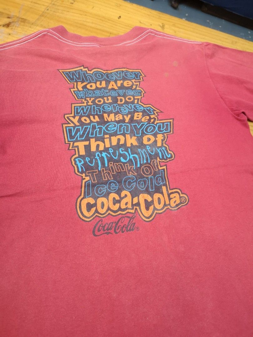 3 250 90s Vintage USA Made Coca Cola Tee T shirt Ringer sweatshirt sweater knitwear jacket worker workware pants jeans overall