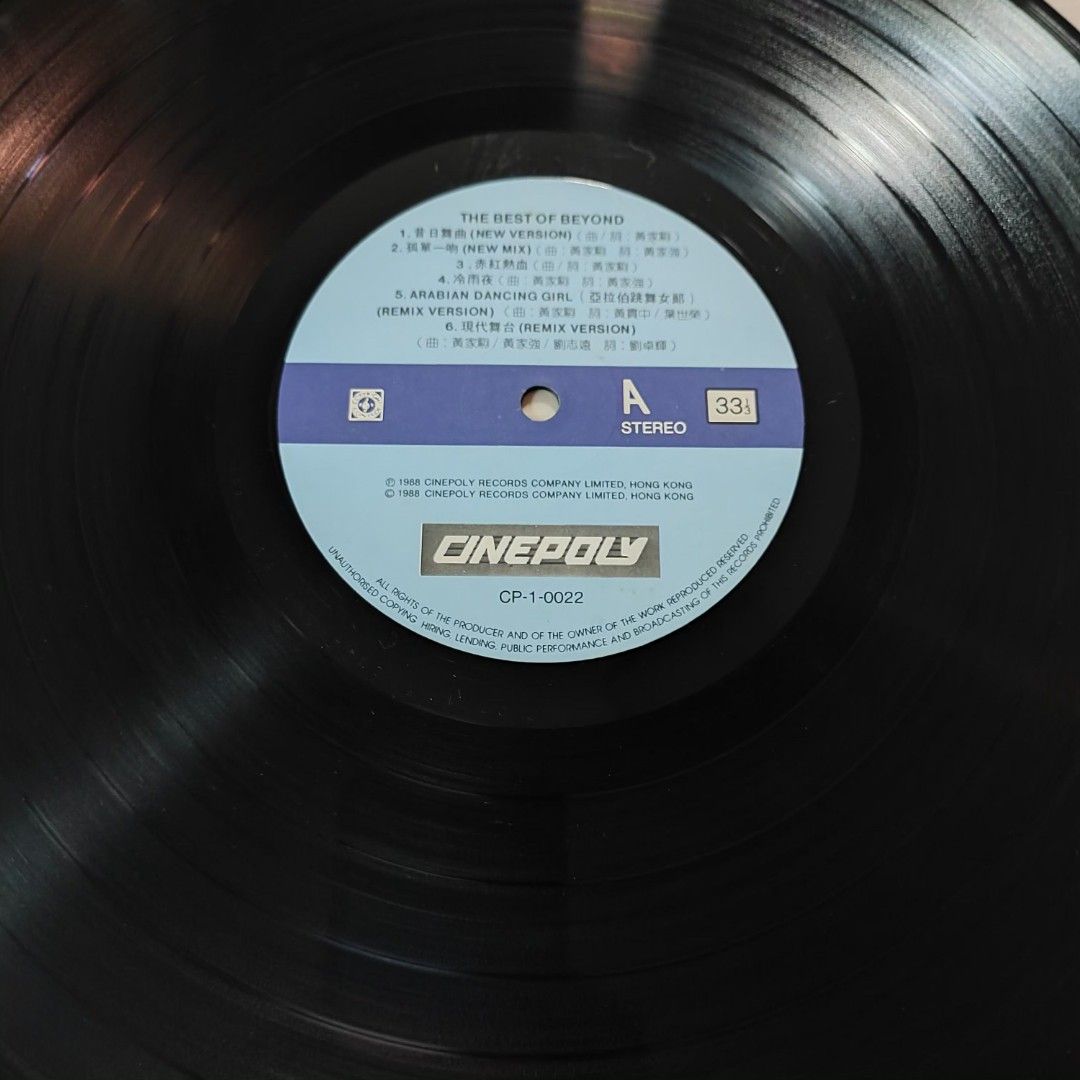 黑膠唱片BEYOND 舊日足跡精選集LP 黑㬵唱片Vinyl / 1988年12吋黑