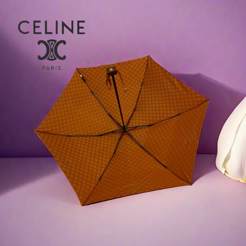 ☔️CELINE思琳|經典橙色凱旋門老花摺疊雨傘.附保護套Size:全長57cm
