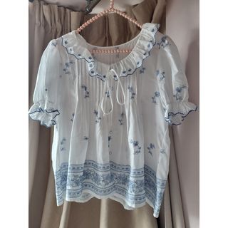 韓系全新花朵刺繡圖案襯衫 #womanclothing64239924131842110