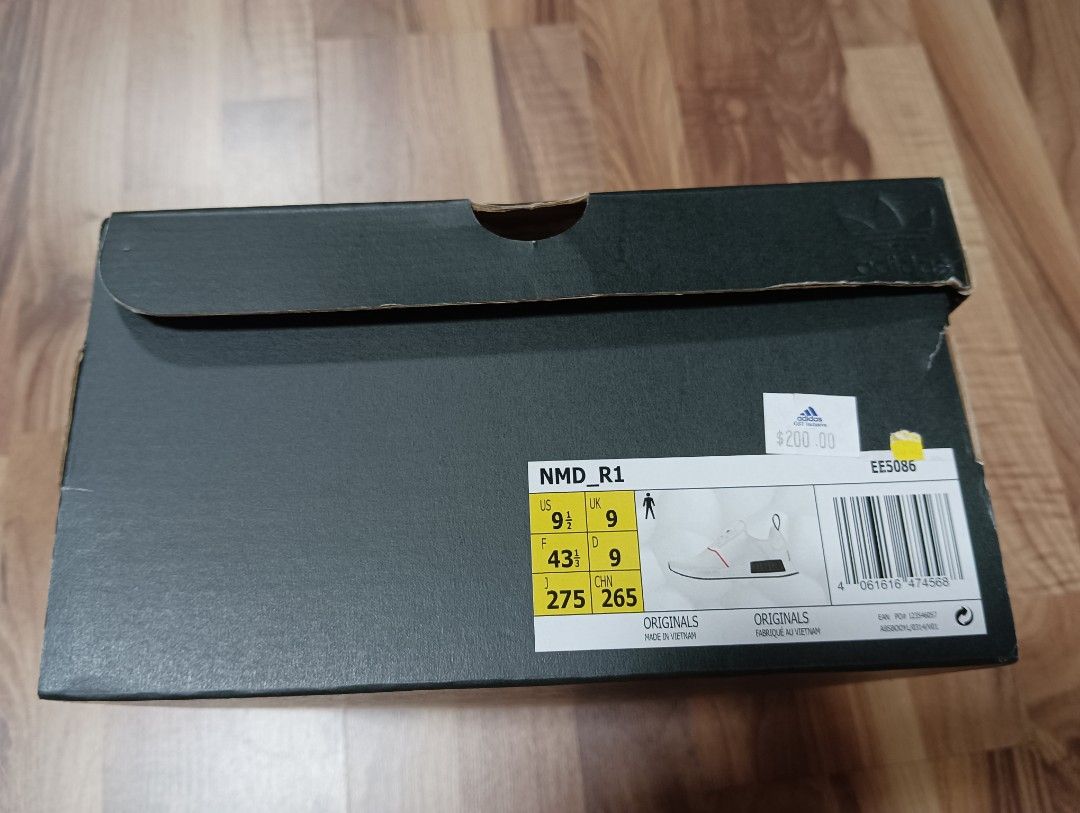 Adidas NMD R1, White Solar Red, White / Solar Red / Carbon Black. US 9.5 UK  9 EUR 43.3 EE5086, Men's Fashion, Footwear, Sneakers on Carousell