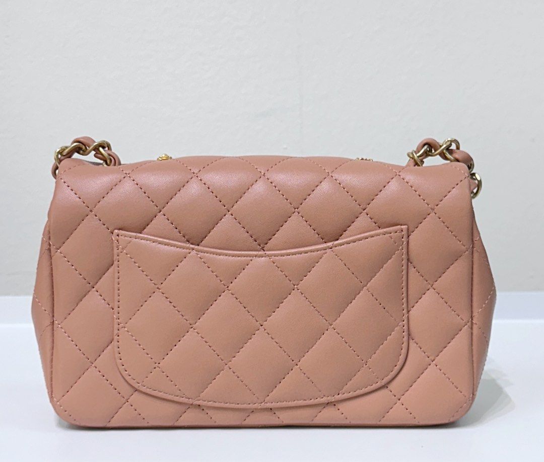 Authentic Chanel 2018 Blush Beige Mini Flap Bag with Lucky Charms Stud Embellishment Luxury Bags Wallets on Carousell