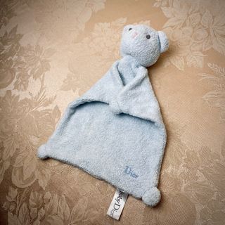BABY DIOR Blue Bear Soft Short Pile Baby Comforter Animal Cuddle Friend Crib Blankie