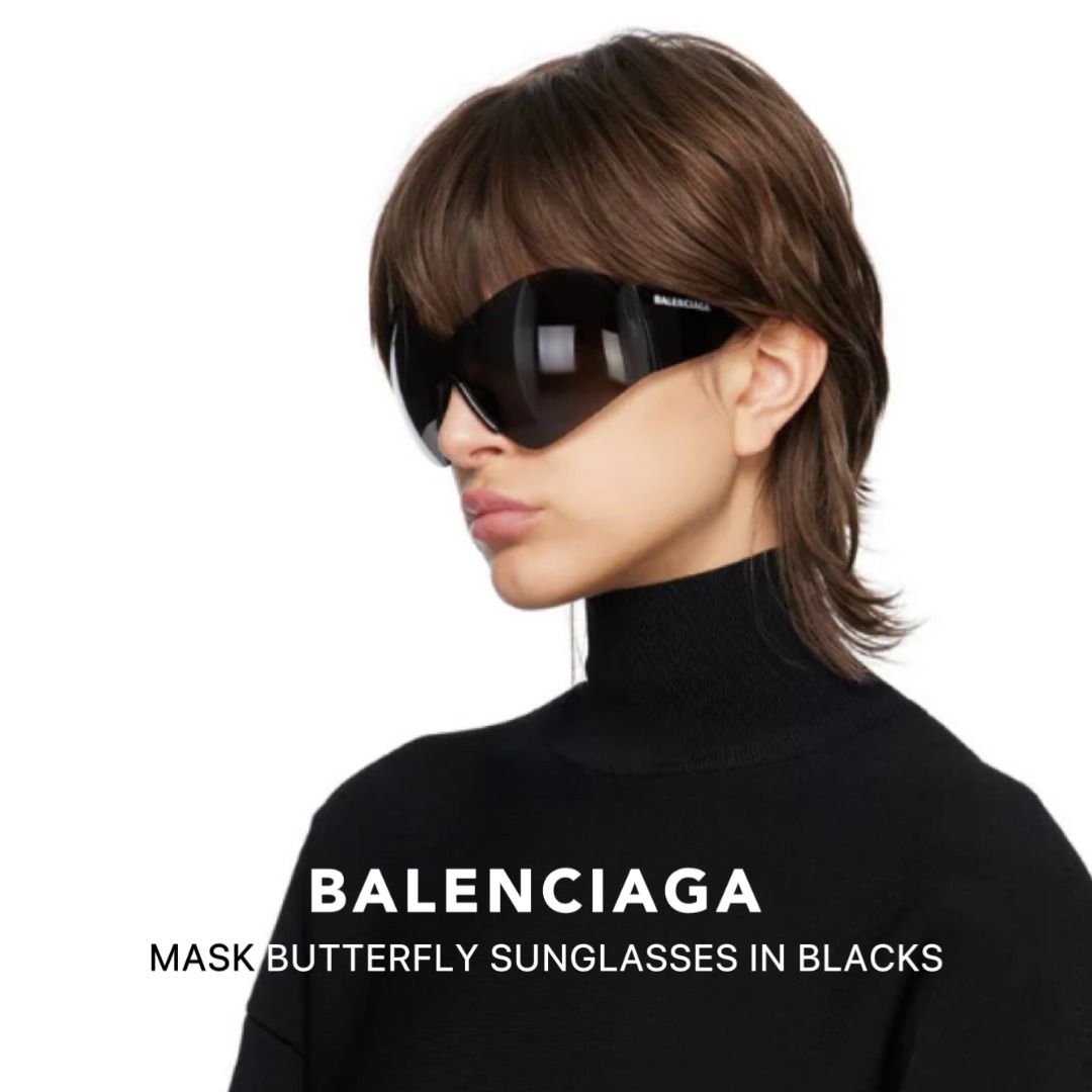 Balenciaga MASK BUTTERFLY SUNGLASSES IN BLACK BB0180S 99-01-110