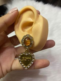 🌸 Vintage DIOR Heart in Citrine Stone Dangling Earrings 🌸