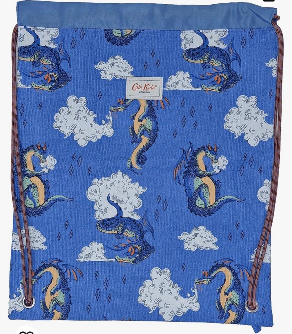 Cath Kidston Drawstring Bag with Dragon Prints Blue