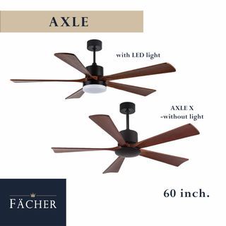 Ceiling Fan Modern Inverter Indoor Outdoor LED Light Remote Control Solid wood blade Axle 60"