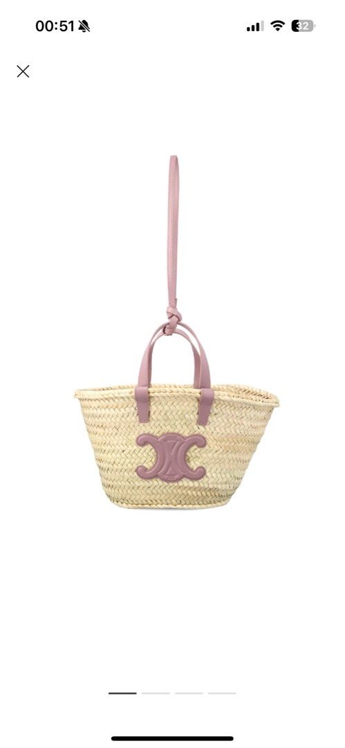Celine rattan beach bag in pink