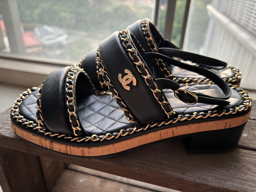 Chanel lambskin sandals sales