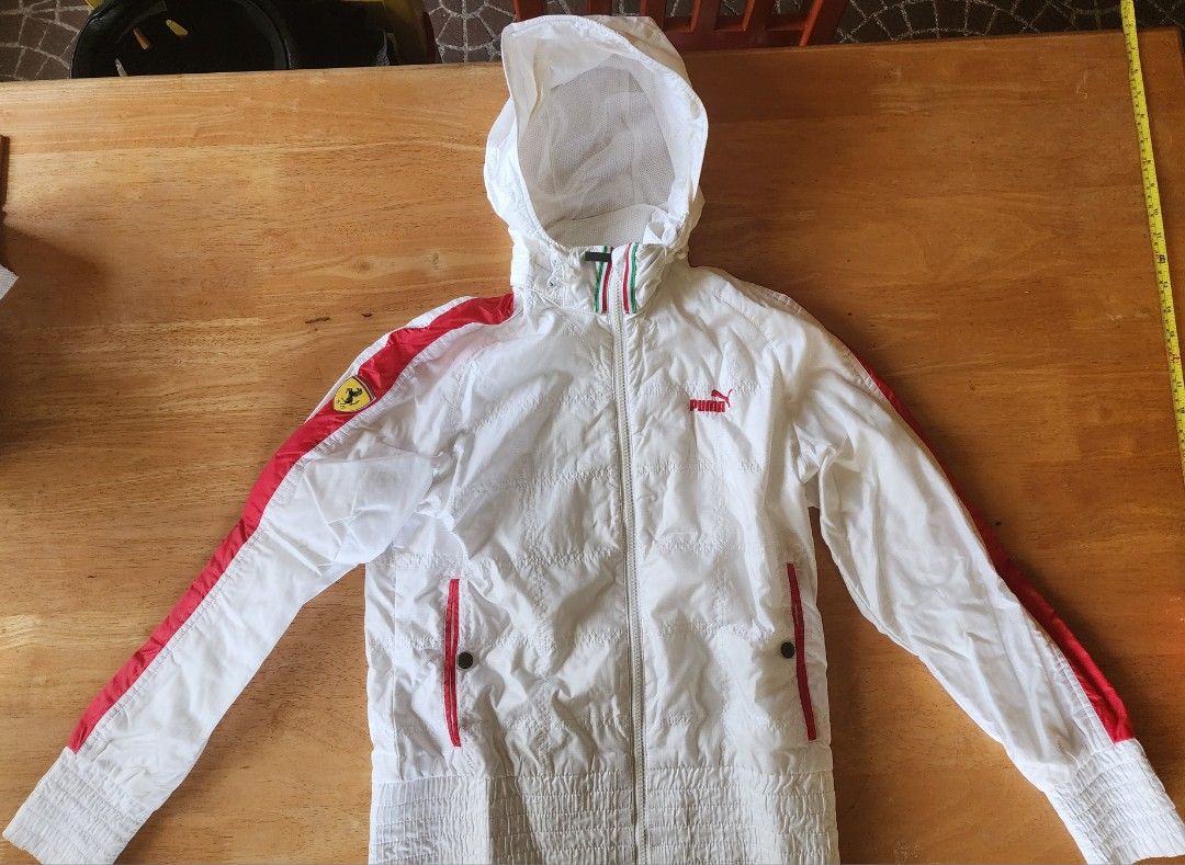 Classic Puma x Ferrari hooded rain jacket (Category: Activewear) located in Antipolo. Submitted by saslbs (Listing ID 1305803096, Image 1). Description: ❤️Classic and Rare Puma x Ferrari hooded rain jacket in good condition. Hood is removable. Perfect for collectors. 6k Payment thru g-cash. Delivery thru Lbc or lalamove care of buyer..
