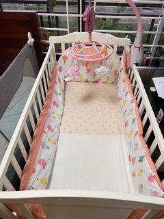 Crib and clevamama foam with crib protector and chicco musis and sounds