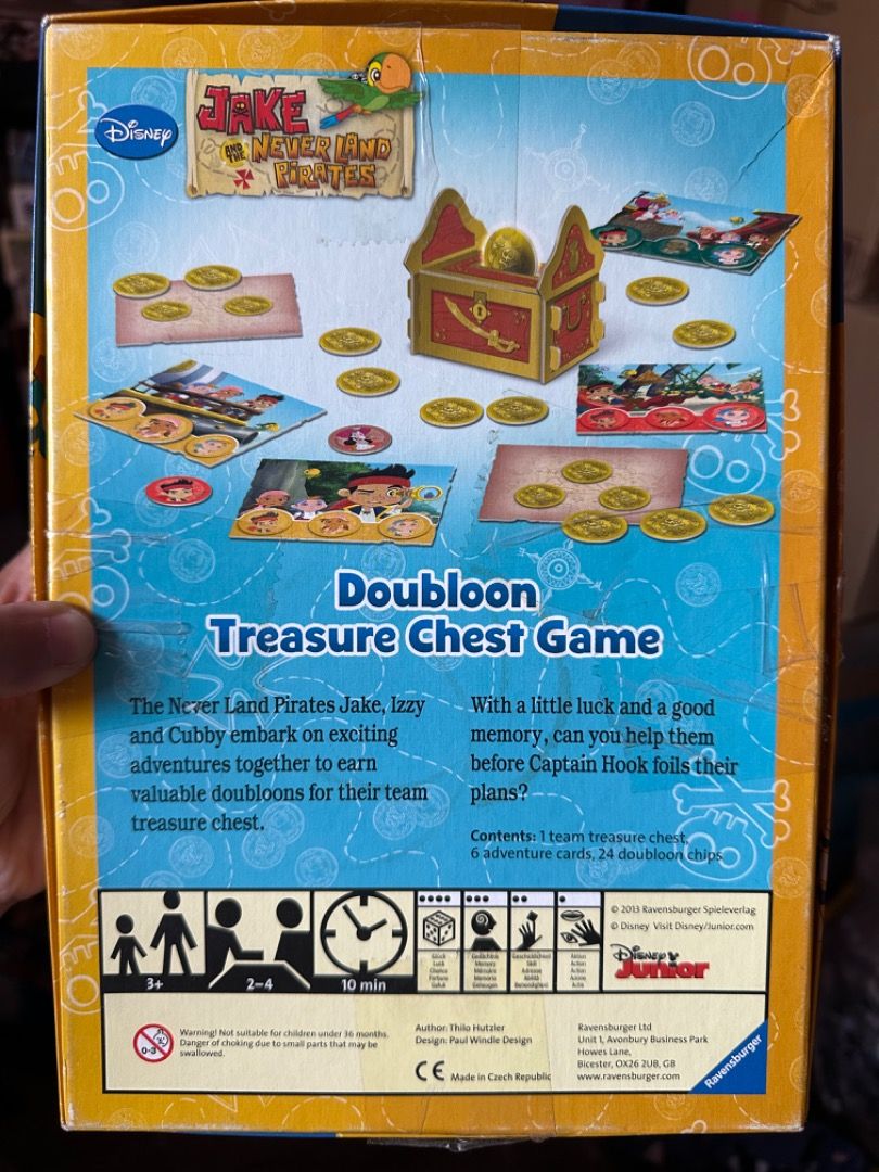 DISNEY Treasure Chest Game RAVENSBURGER (Category: Board Games & Puzzles) located in Marikina City. Submitted by pink31 (Listing ID 1305732414, Image 2). Description: Jake and the Neverland Pirates Treasure Chest Game AS IS .