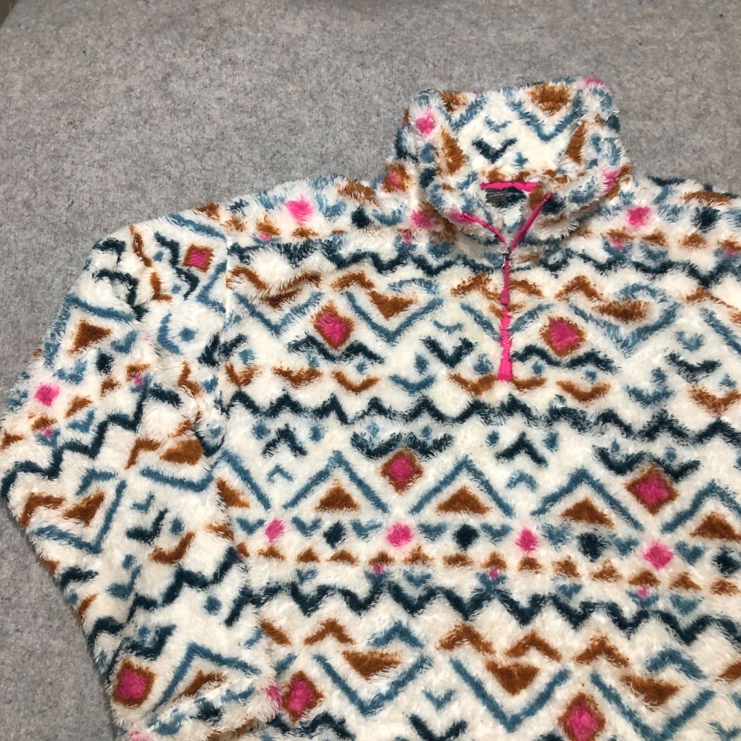 EDDIE BAUER Quest Plush Ultra Soft Fleece Half Zip Jacket Furry Aztec Print Geometric Festive Size Womens Large Women s Fashion Coats Jackets and Outerwear on Carousell