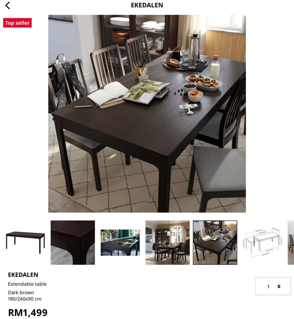 IKEAダイニングテーブル 伸縮性 EKEDALEN IKEA ダイニングテーブル EKEDALEN 180-240×90 伸長式 机・テーブル