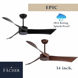 EPIC Black Brown 54" Ceiling Fan Inverter IP44 Splash Water Proof Indoor Outdoor