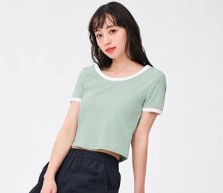 GU by Uniqlo Green Ribbed Top