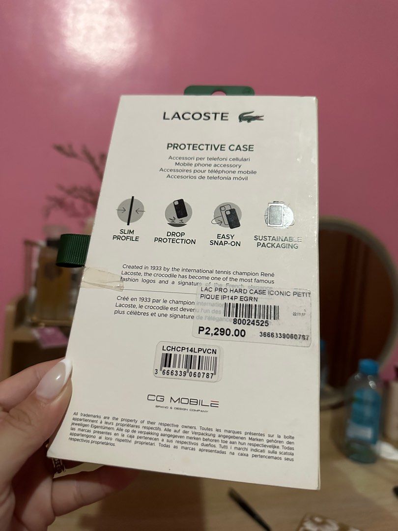 Iphone 14 Lacoste Case (Category: Cases & Sleeves) located in San Pedro. Submitted by paolamariell_ (Listing ID 1305818289, Image 2). Description: Selling my Lacoste Case for IP14 Pro. PHP 2,290 original price bought at Beyond the Box V-Mall. .