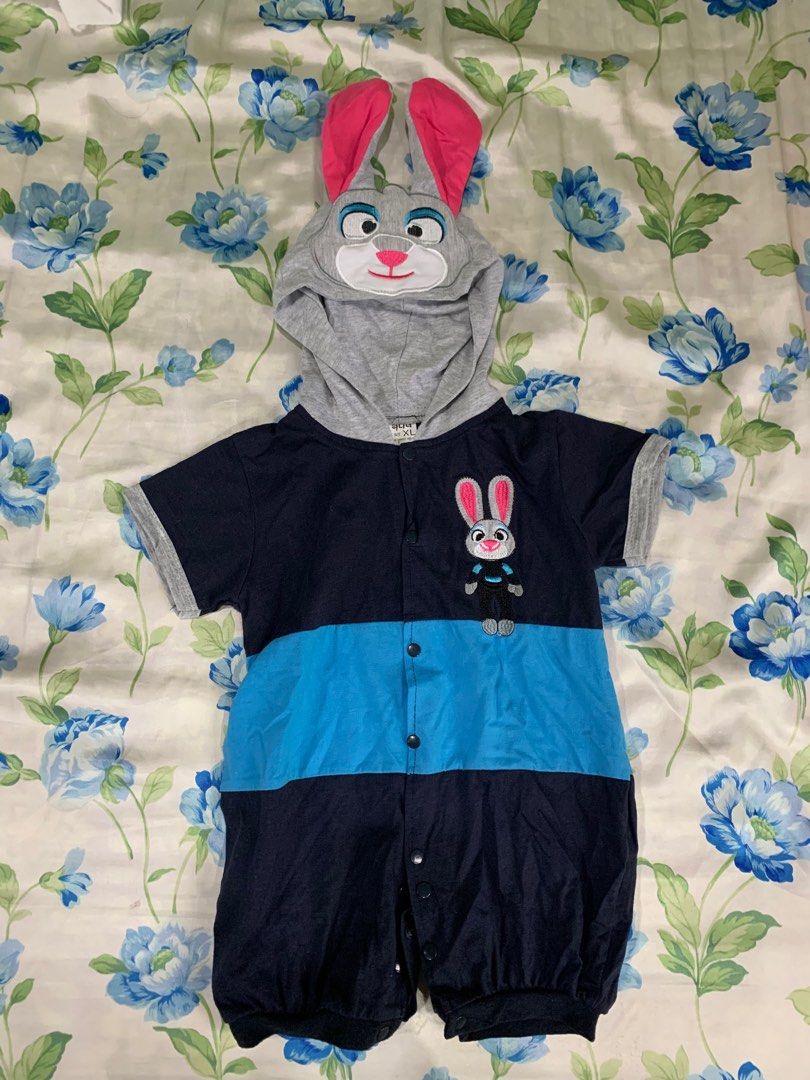 Judy Hopps (Zootopia) rabbit romper costume (Category: Babies & Kids Fashion) located in Cagayan de Oro. Submitted by tiptop.things (Listing ID 1305817675, Image 1). Description: Preloved rabbit romper (used and washed twice; still in good condition) Size XL on tag ESTIMATED to fit 2-4 years old depending on the little girl’s build.