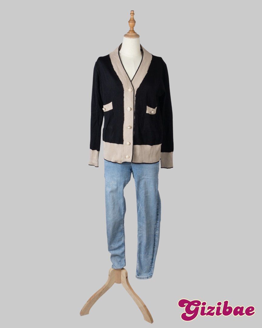Korean Style Black Knitted Cardigan Women s Fashion Coats Jackets and Outerwear on Carousell