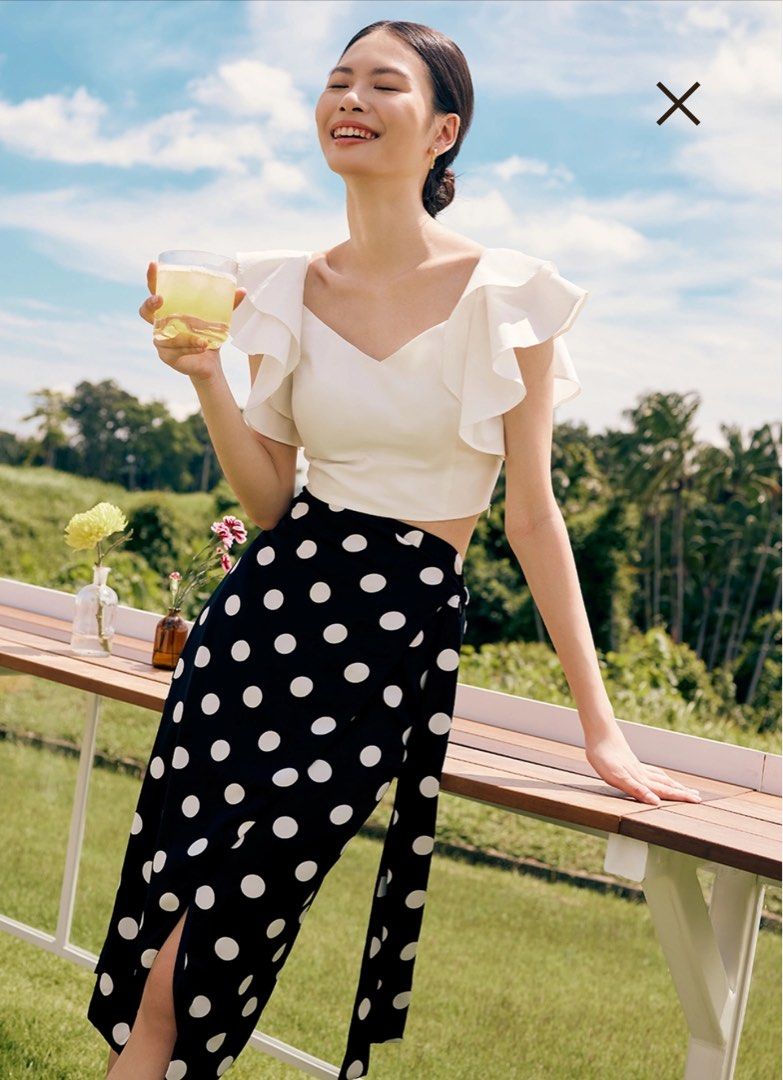 Love Bonito Shanelle Polka Dot Wrap Skirt Women s Fashion Bottoms Skirts on Carousell