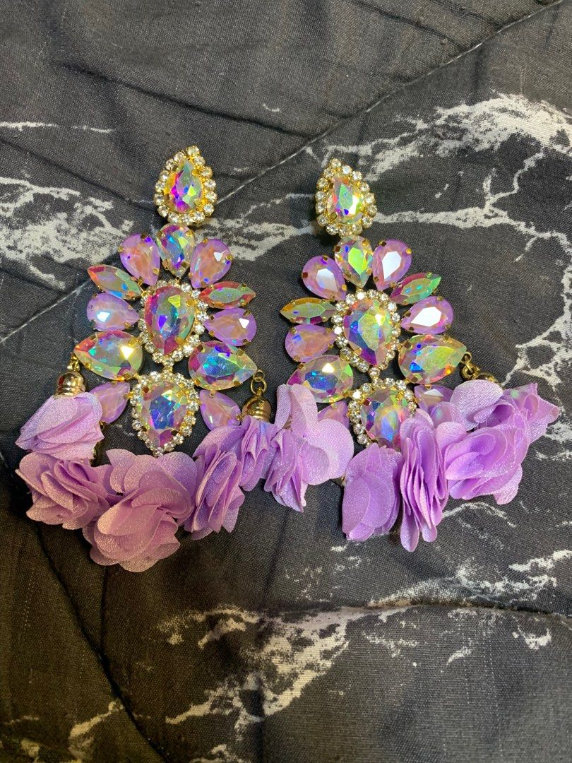 Lilac Crystal Earrings Last Available