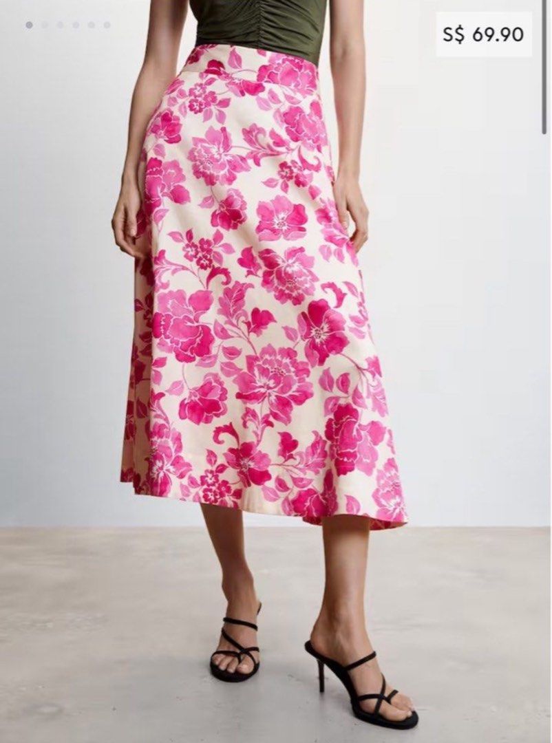 Mango floral midi skirt Women s Fashion Bottoms Skirts on Carousell