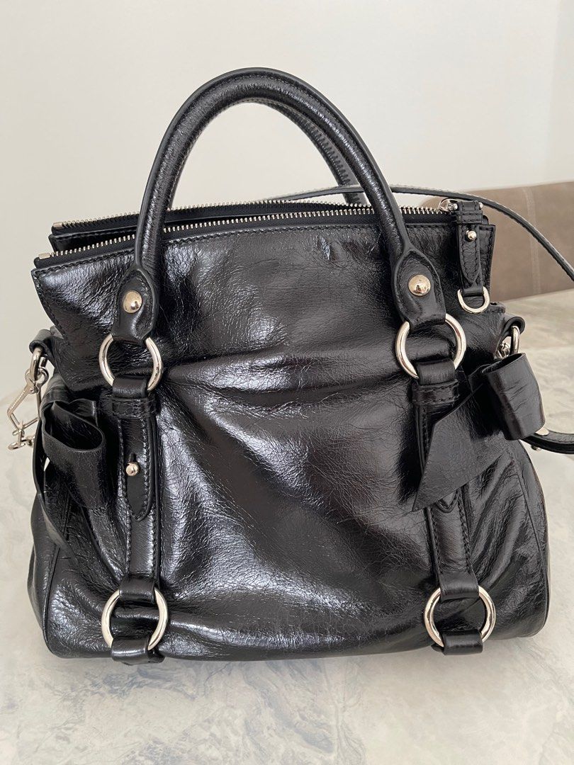 miu miu VitelloLux Ribbon Black Bag
