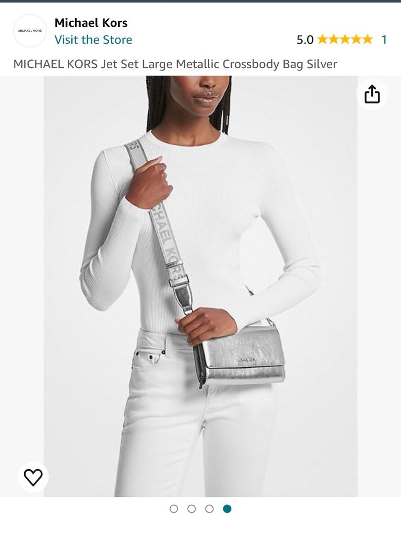 MK jet set wallet crossbody SILVER with nice large strap Women s Fashion Bags Wallets Cross body Bags on Carousell