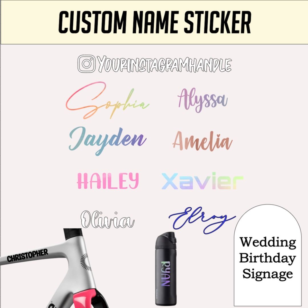 Name Sticker Custom Personalised Labels Customised Name bicycle Label ...