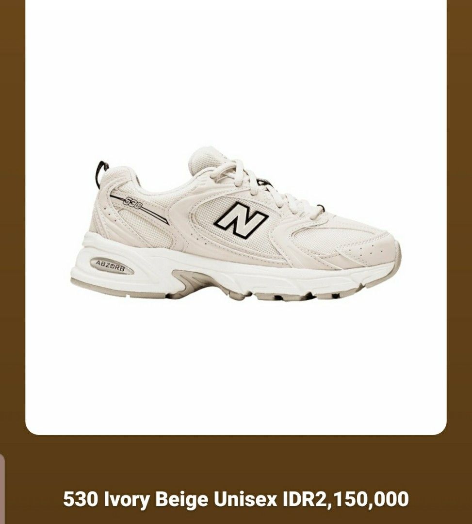 New Balance 530 ivory beige unisex size 39 24 5cm Fesyen Wanita Sepatu di Carousell