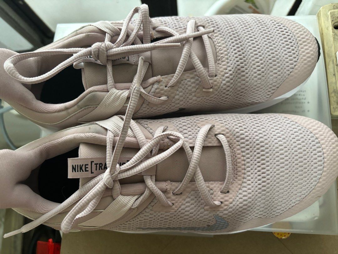 nike light pink training shoes (read desc) (Category: Sneakers) located in Quezon City. Submitted by 003ryu (Listing ID 1305732390, Image 2). Description: - for the running/walking/fitness girlies! - size 11, NO BOX BUT GUARANTEED ORIGINAL (bought from USA) - never been used, accumulated dust only bc it was only in stock - doesn’t fit me, too big :(( loc: qc (near welcome) mop: gcash/bpi mod: grab/lalamove/any sdd courier, no provincial shipping 