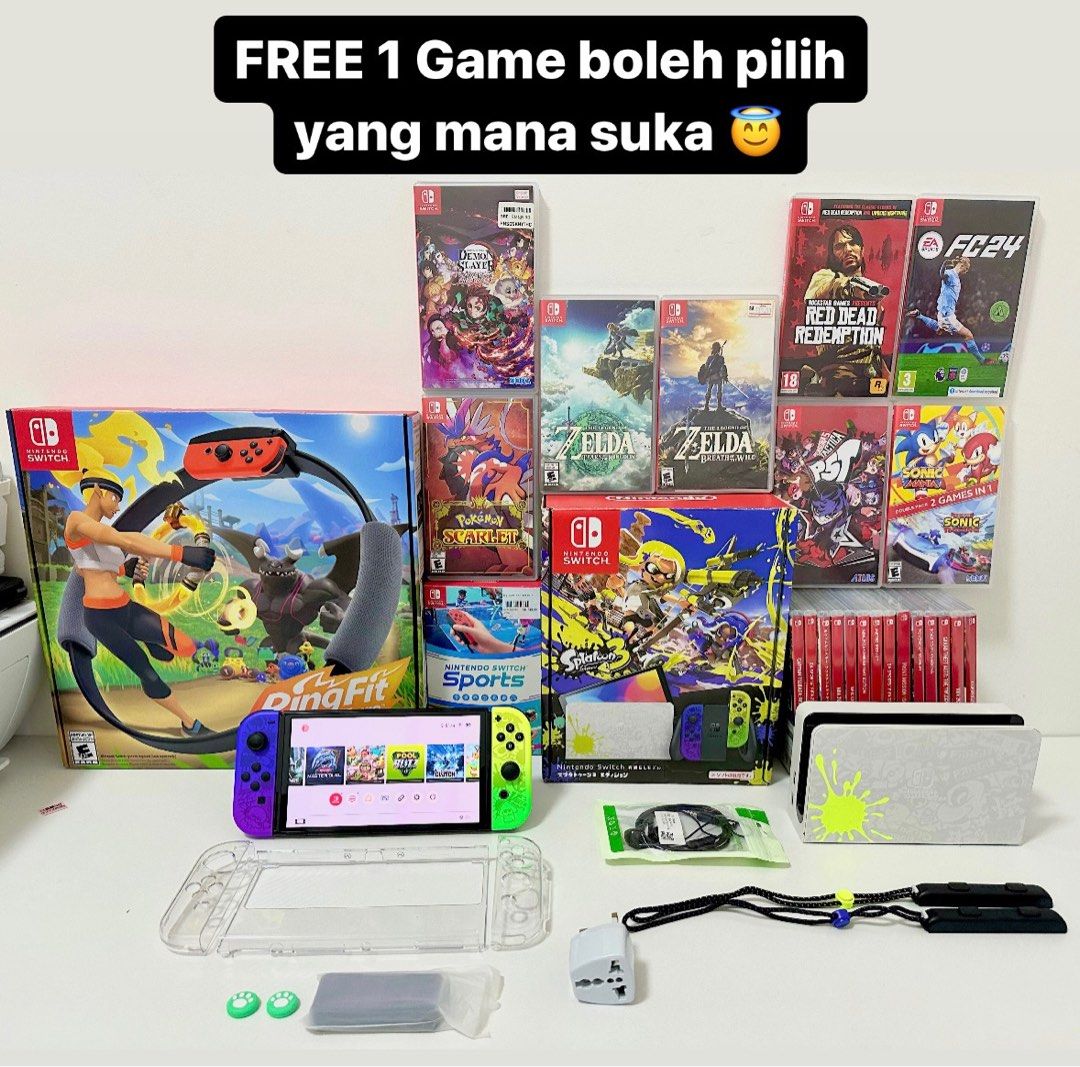 Nintendo Switch Oled Splatoon Edition with 18 + 1 Games