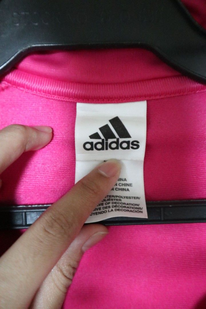 Original Adidas Hot Pink Jacket from US (Category: Babies & Kids Fashion) located in Paranaque City. Submitted by noir.gap (Listing ID 1305768496, Image 3). Description: - Bought from US - Small stain, Barely visible on one sleeve.