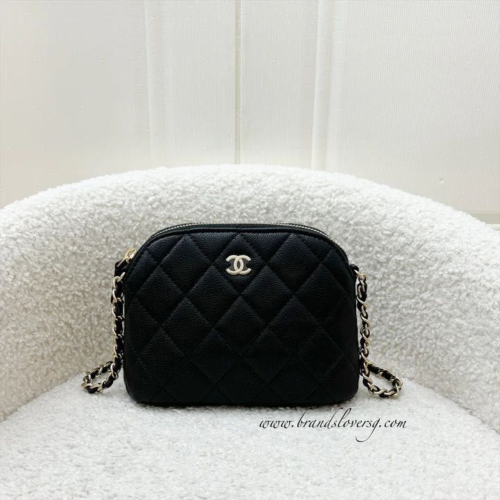 Original Receipt Chanel 24S Small Pouch Clutch with Chain in Black Caviar and LGHW