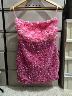 Pink sequined tube dress