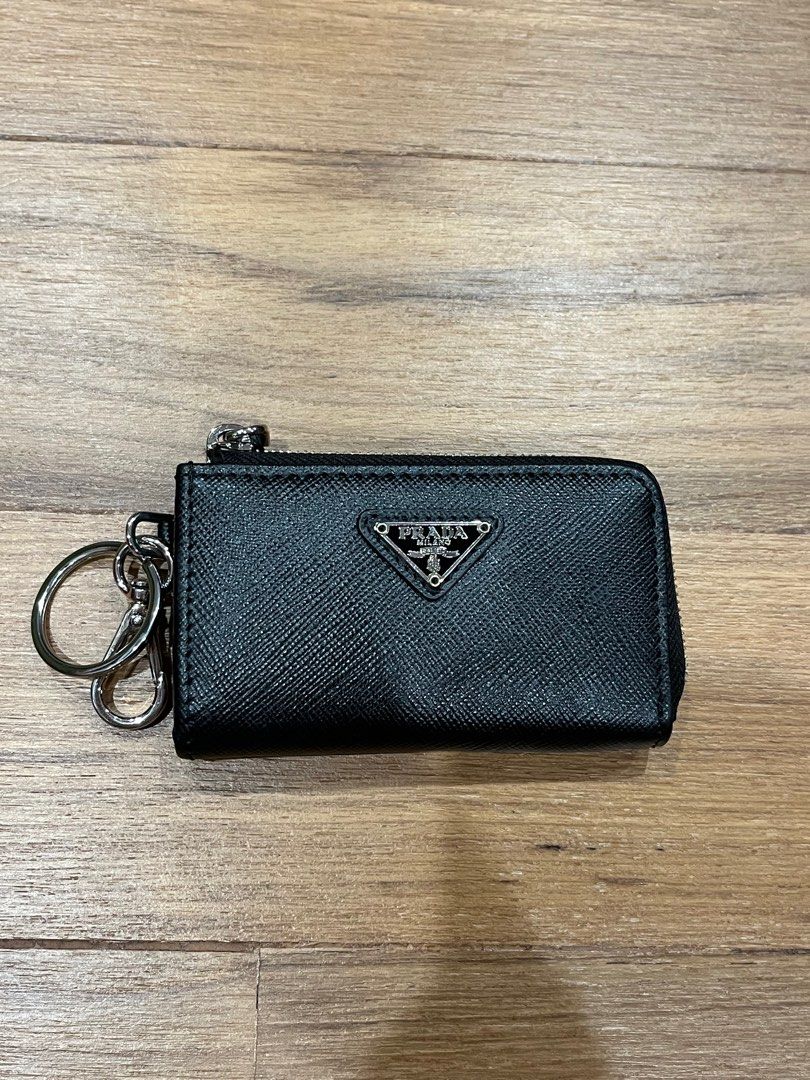 Prada black Saffiano leather key pouch Luxury Bags Wallets on Carousell