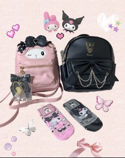 Sanrio MyMelody & Kuromi AUTHENTIC Bags and Foot Socks from Japan Onhand